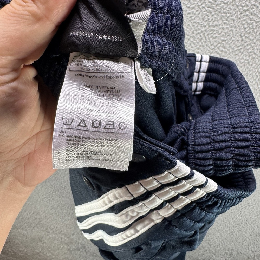Adidas Breakaway Snap Pants Mens XL Blue Trefoil Striped Baggy Hemmed 36x24 - Picture 9 of 12